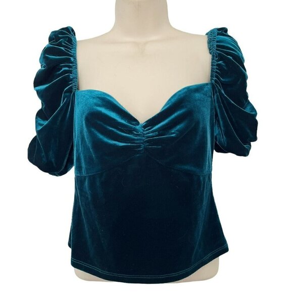 Lovers + Friends Genevieve Green Velvet Top Woman's Sz S Sold Out on REVOLVE NWT - Picture 2 of 9